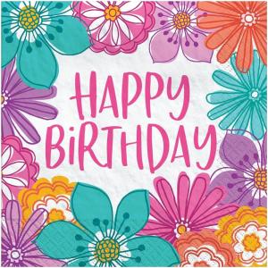 Amscan Let’s eat cake Paper Party Napkins – 5″ x 5″ | Green | Pack of 16(Pretty Petals Birthday)