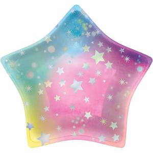 Amscan Luminous Iridescent Star-Shaped Plates, 7″ (8-Pack) – Dazzling & Charming Tableware, Perfect for Parties, Events, & Celebrations