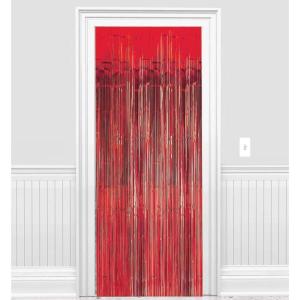 Amscan Metallic Foil Fringe Curtain-(1 Pc) -for Party Decoration & Backdrop, 3′ x 8′, Blue(Apple Red)