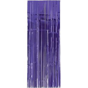 Amscan Metallic Foil Fringe Curtain-(1 Pc) -for Party Decoration & Backdrop, 3′ x 8′, Blue(Purple)