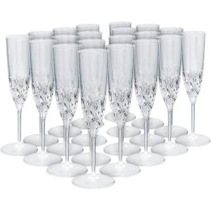 Amscan Premium Crystal Clear Look Champagne Flutes (4.5 oz) Pack of 20 – Disposable Plastic Glasses for Elegant Events