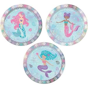 Amscan Round Plates, 7″ (8-Pack) – Vibrant Premium Quality Party Plates, Perfect for Parties & Events, Shimmering Mermaids
