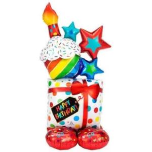 Anagram 4245011 Stacked Birthday Icons Airloonz Foil Mylar Party Balloon, 55″, Multicolor, Pack of 1