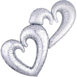 Anagram International 53×36 INTRLOCKING Hearts SHP-PK, Large, Silver