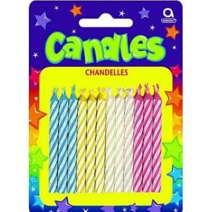 Assorted Candy Stripe Birthday Candles 24ct