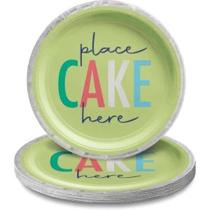 Assorted “Let’s Eat Cake” Multicolor Modern Birthday Round Party Plates (7″) Pack of 8 – Fun & Durable Party Supplies For Birthday Parties