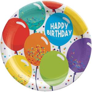 Birthday Celebration “Happy Birthday” Round Paper Plates – 9″ (Pack of 60) – Disposable Party Plates for Joyful Celebrations(7″)