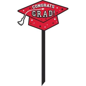 Blue “Congrats Grad” Lawn Sign – 9.75″ x 13.6″ (1 Pc.) – High Quality Material – Perfect Graduation Celebrations & Decorations(Apple Red)