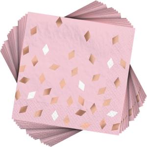 Blush Birthday Luncheon Napkins, 6.5″ (16-Pack) – Hot-Stamped Paper Napkins, Perfect Party Supplies for Every Celebration