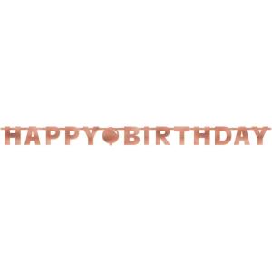 Blush Rose Gold “Happy Birthday” Letter Banner – 7.8ft (Pack Of 1) – Elegant Foil Party Decoration