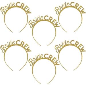 Bride Crew Gold Glitter Headbands (Pack of 6) – Stunning Wedding Party Accessory for Bridesmaids and Bachelorette Celebration