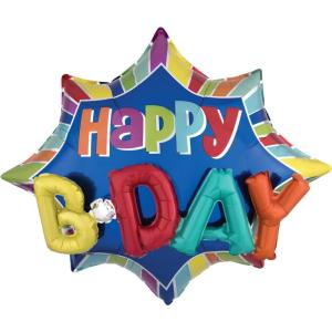 Burton & Burton Happy Birthday Burst inch Foil Balloon, 35