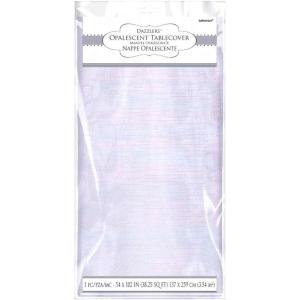 Dazzler Rectangular Pink Opalescent Disposable Tablecover – 54″ x 102″ (1 Pc.) – Premium Easy Clean-Up Plastic Tablecloth – Perfect for Parties & Events(White)