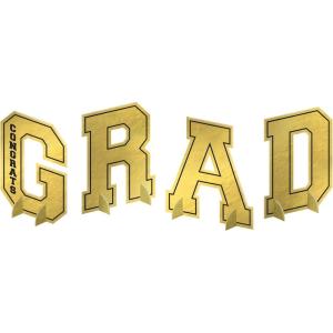 Dazzling “GRAD” Foil Centerpiece – 9″ x 6.5″ Letters (Pack of 1) – Eye-Catching Gold Graduation Decor – Perfect Celebration Gift(GRAD Letters)
