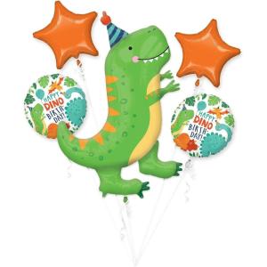 Dino-Mite Birthday Balloon Bouquet, 5pc