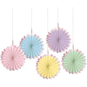 Elegant Rose Gold/Blush Hot-Stamped Paper Fans (Pack of 4) – Premium Quality Decorative Fans with Striking Design – Perfect for Weddings, Events & Parties(Pastel Colors)