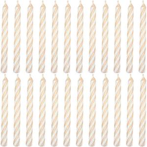 Elegant White Candy Stripe Spiral Candles – 2.5”, 24 Pieces – Perfect for Parties & Celebrations