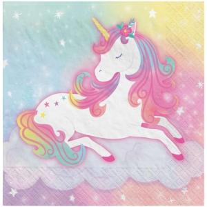 Enchanted Unicorn Beverage Napkins – 5″ x 5″ (Pack Of 16) – Vibrant Multicolor Paper Party Napkins & Unique Design, Great For Celebrations & Events