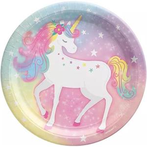 Enchanted Unicorn Round Plates, 9″ (8-Pack) – Vibrant Premium Quality Party Plates, Perfect for Magical Parties & Events