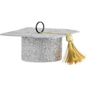 Felt Grad Cap Balloon Weight – 1.75″H x 4″ W | 1 Pc., Red(Silver)