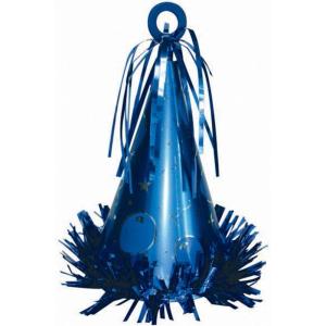 Foil Fringe Iridescent Party Hat Balloon Weight (6oz.) – Pack Of 1 – Versatile Centerpiece & Anchor For Balloon(Blue)