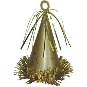 Foil Fringe Iridescent Party Hat Balloon Weight (6oz.) – Pack Of 1 – Versatile Centerpiece & Anchor For Balloon(Gold)