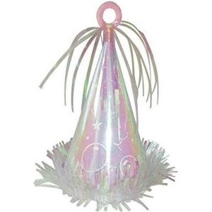 Foil Fringe Iridescent Party Hat Balloon Weight (6oz.) – Pack Of 1 – Versatile Centerpiece & Anchor For Balloon(Multicolor)