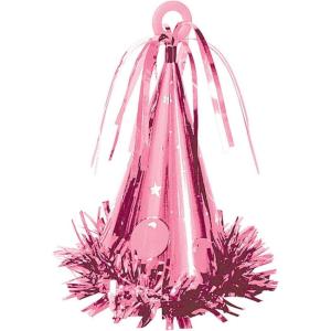 Foil Fringe Iridescent Party Hat Balloon Weight (6oz.) – Pack Of 1 – Versatile Centerpiece & Anchor For Balloon(Pink)