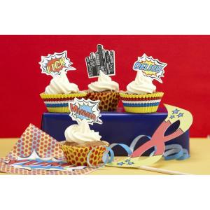 Ginger Ray Bunting – Pop Art Superhero Party Banner Decoration(Cupcake Toppers)