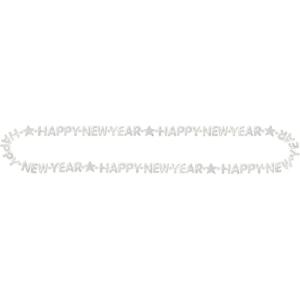 Gold Happy New Year Bead Necklaces – 32″ (Pack of 1) – Festive & Durable Plastic Party Accessory for Ultimate NYE Celebration(Silver)