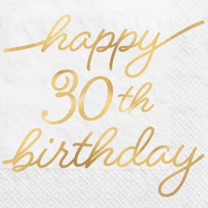 Golden Age 40th Birthday Paper Party Napkins – 5″ x 5″ | White | Pack of 16(30th)