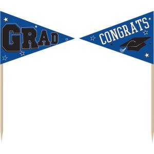 Graduation Party Picks – 2.5″ – 3″ | Pack of 36, White(Blue)