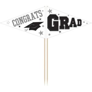 Graduation Party Picks – 2.5″ – 3″ | Pack of 36, White(White)