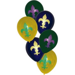 Havercamp Mardi Gras 12″ Fleur de Lis Latex Balloons (Printed Both Sides, 3 Color, 6 Pack) Mardis Gras Party Collection