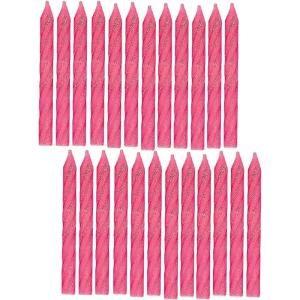 Large Pink Glitter Spiral Candles – 3.25″, 24 Pieces – Elegant Party Candles for Cake Decoration & Celebrations