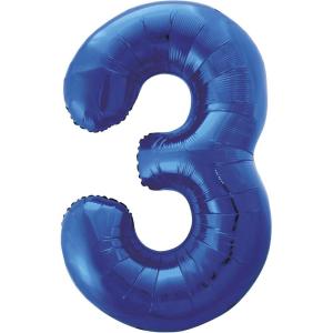 Mayflower Distributing 63706 34 IN. 3 BLUE NUMBER SHAPE BALLOON -PKG