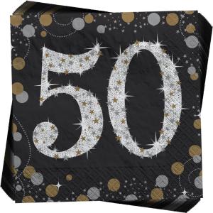 Multicolor Sparkling Celebration 50 Beverage Paper Napkins (5″ x 5″) 16 Count – Premium Quality & Absorbent Napkins, Perfect For 50th Birthday Parties