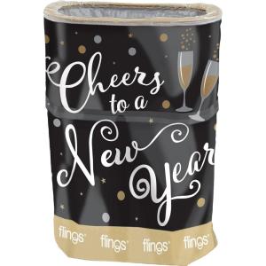 New Year Plastic Flings(R) Bin in Black, Silver & Gold – 1/pkg.