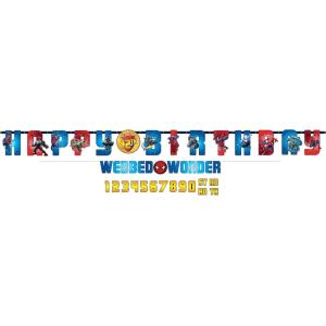 Paper Party Banner Kit – 5.75′ x 6.56″ | Pack of 2, Spider-Man Webbed Wonder