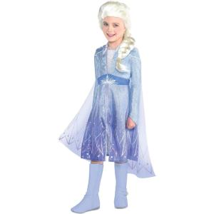 Party City Frozen 2 Elsa Travel Halloween Costume for Girls, Disney, Medium (8-10), Includes Dress