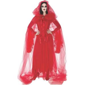 Rubies Adult Full-Length Sheer Cape with Oversized Hood(Scarlet)