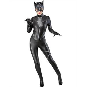 Rubies Batman Returns Catwoman Deluxe Jumpsuit Costume with Mask and Gloves for Adults for Themed Parties and Halloween