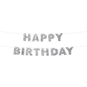 Silver Happy Birthday Fringe Banner – 93.6″x6.5″ (Pack of 1) – Ideal Party Decoration for Any Celebration
