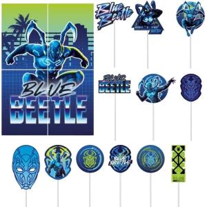Sonic Scene Setter with Props – Pack of 16 – Multicolor Paper & Cardstock Decorations – Ideal for Themed Parties, Events & Celebrations(Blue Beetle)