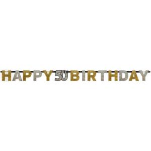 Sparkling Celebration 50 Prismatic Letter Banner – 7ft (1 Pc.) – Eye-Catching & Festive Design – Perfect for 50th Birthdays & Anniversaries(50th)