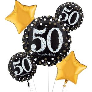 Sparkling Celebration 50th Birthday Foil Balloon Bouquet, 5pc