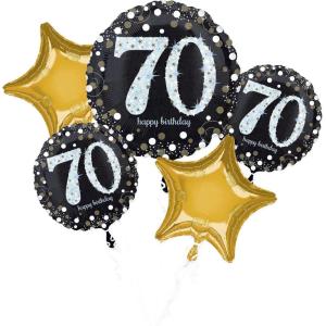 Sparkling Celebration 70th Birthday Foil Balloon Bouquet, 5pc