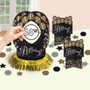 Sparkling Celebration “Happy 58th Birthday” Table Decorating Kit (51 Pc) Ideal for Any Age Party with Shimmering Decor, Versatile and Charming Accessories, Perfect for Memorable Milestone Celebrations(Assorted Sizes)