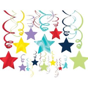 Sparkling Shooting Star Hanging Foil Swirl Decorations (30 Pack) – 18″ & 24″ – Perfect for Any Party, Event, or Celebration, Rainbow(Rainbow)