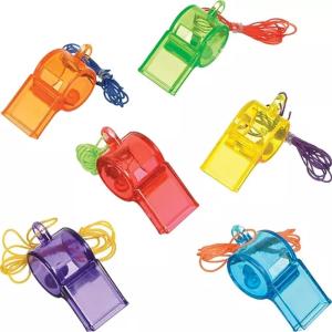 Sports Whistles Mega Value – 2.25″ x 0.875″ (Pack of 24) – Assorted Color Plastic Whistles – Perfect for Coaches, Referees, and Party Favors,